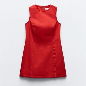 Zara Red Zipper Mini Dress M ❤️